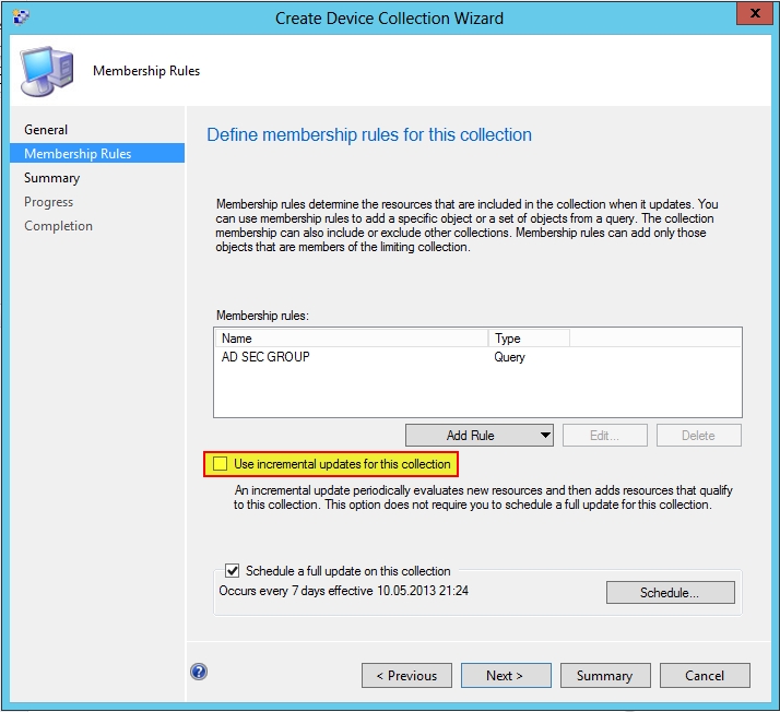 SCCM 2012 SP1 Device Collection Wizard