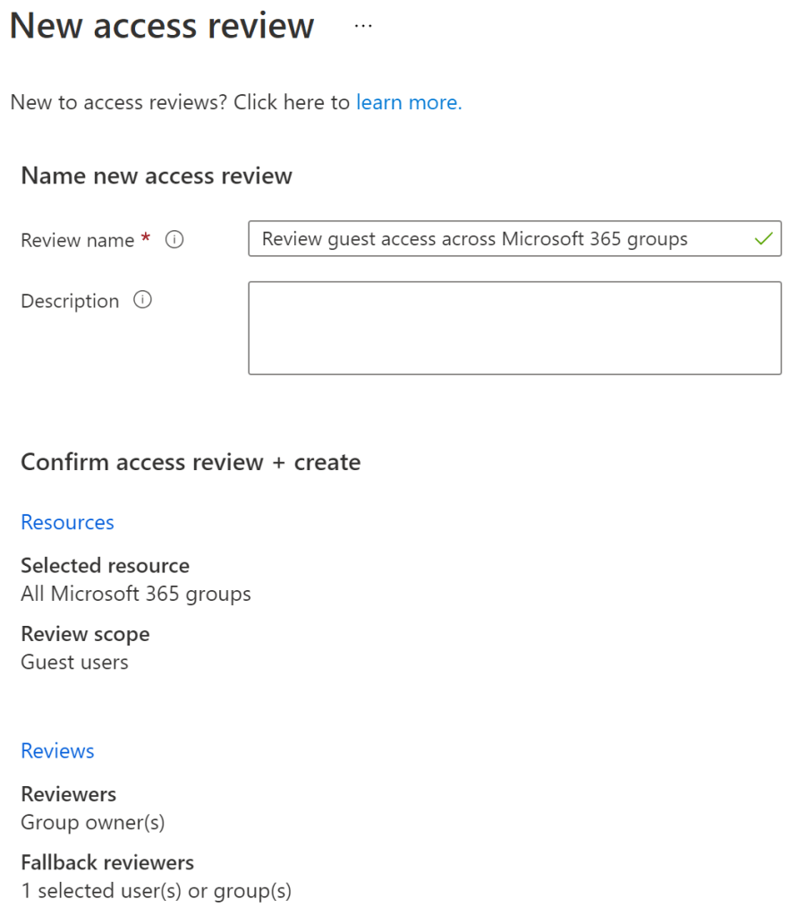 Screenshot - Example access review