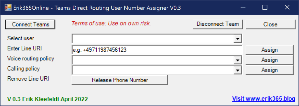 Teams Direct Routing User Number Assigner V0.3&nbsp;(TDRUNA)
