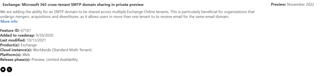 Microsoft Exchange Online cross-tenant SMTP domain sharing private&nbsp;preview