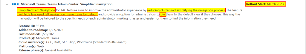 Simplified navigation in Microsoft Teams Admin Center rolling&nbsp;out