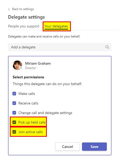 Call delegation improvements in Microsoft&nbsp;Teams