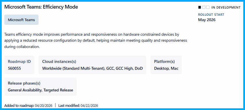 Microsoft Teams Efficiency&nbsp;Mode