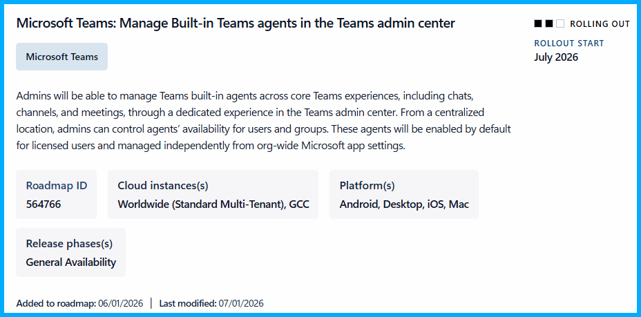 Microsoft Teams Built-in Agent&nbsp;Governance